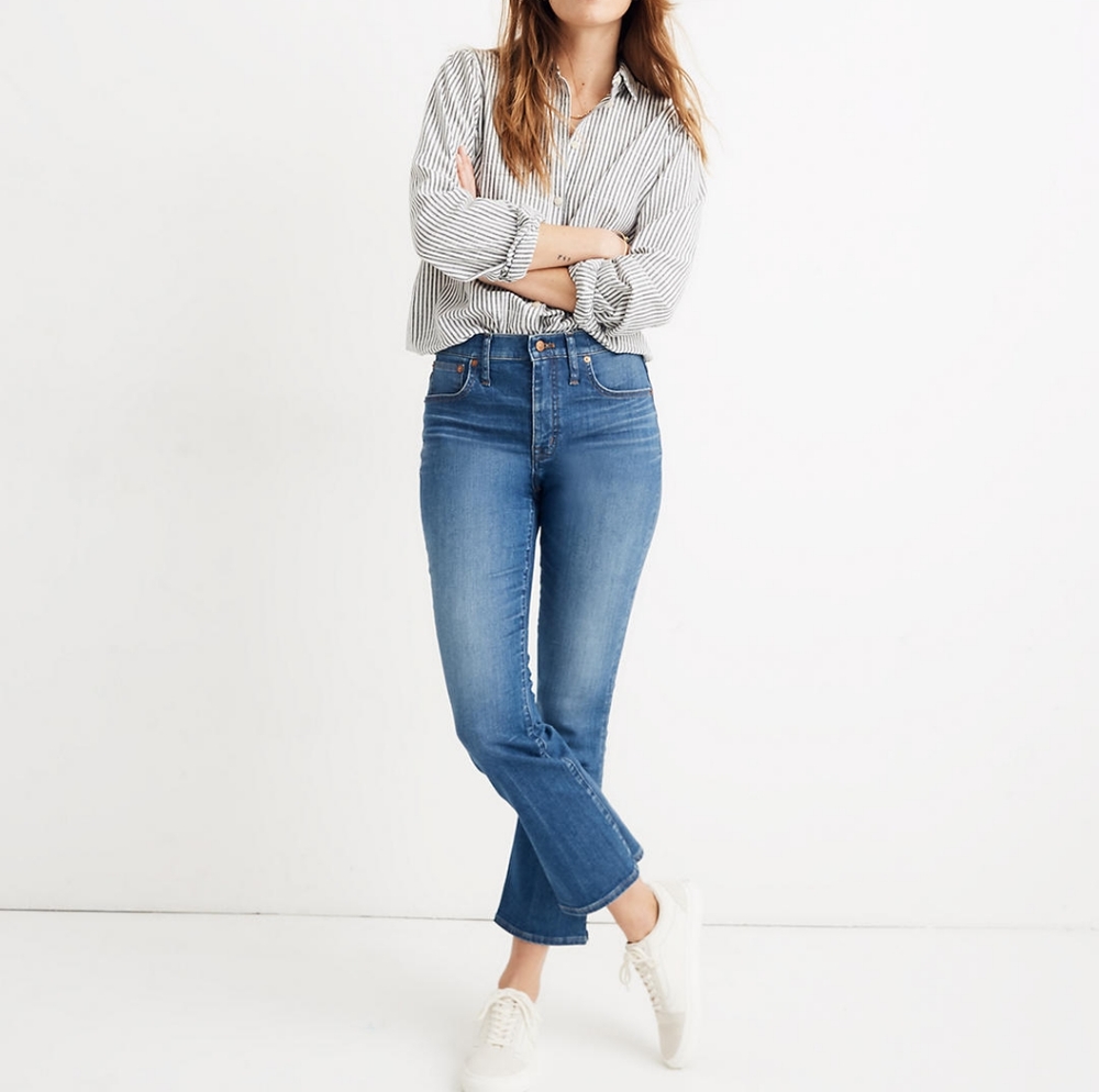 Madewell Cali Demi Boot Mini Flare Crop Jeans Tierney Wash Eco Edition Size 31